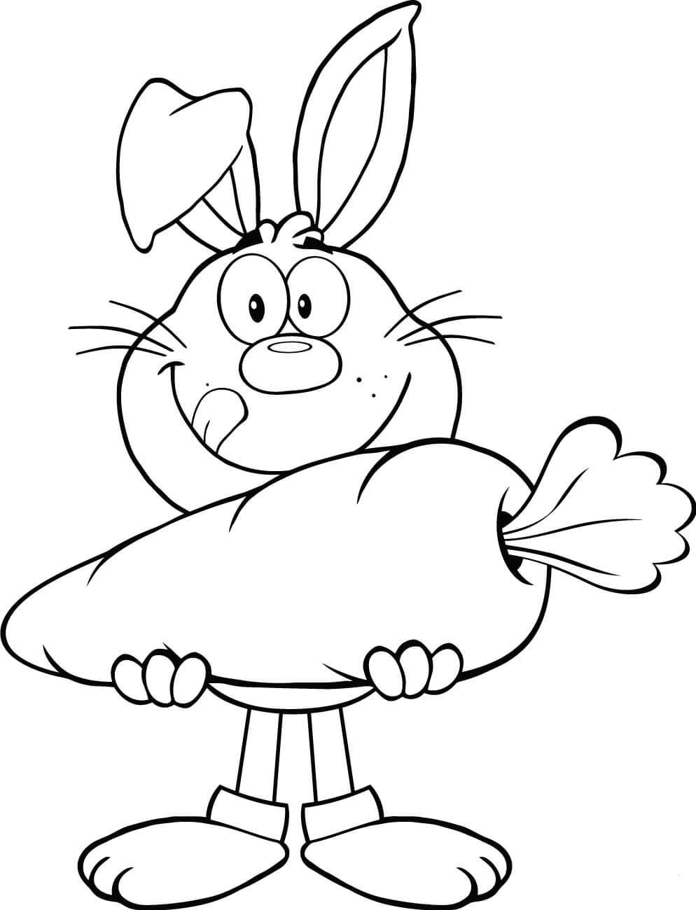 Dibujos de Conejo con Zanahoria Grande para colorear