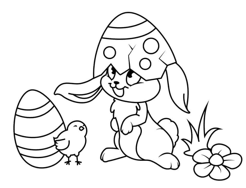 Dibujos de Conejo de Pascua Divertido para colorear