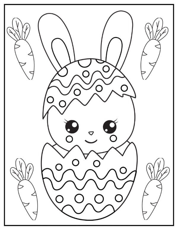 Dibujos de Conejo de Pascua Sonriente para colorear