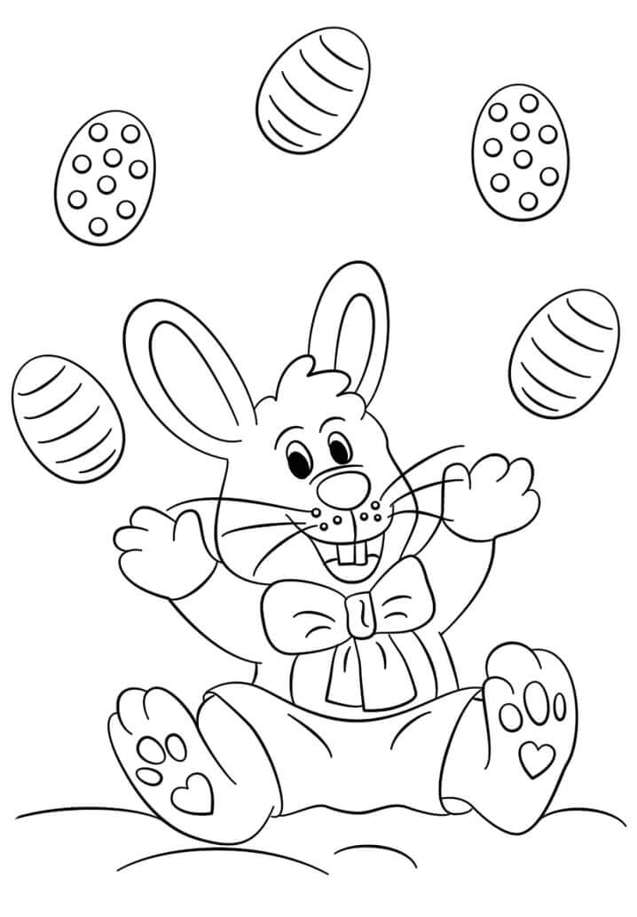 Conejo de Pascua jugando con Huevo para colorir