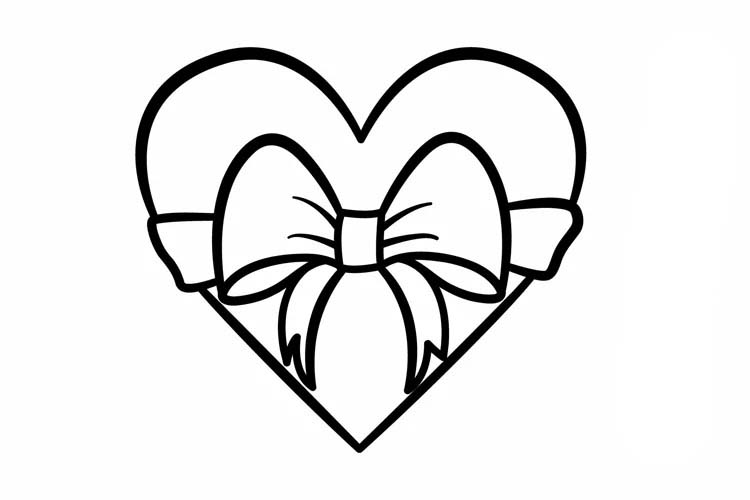 Dibujos de Corazón Con Arco para colorear