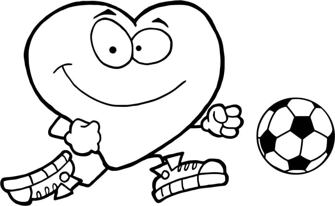 Corazón Sonriente Jugar al Fútbol para colorir