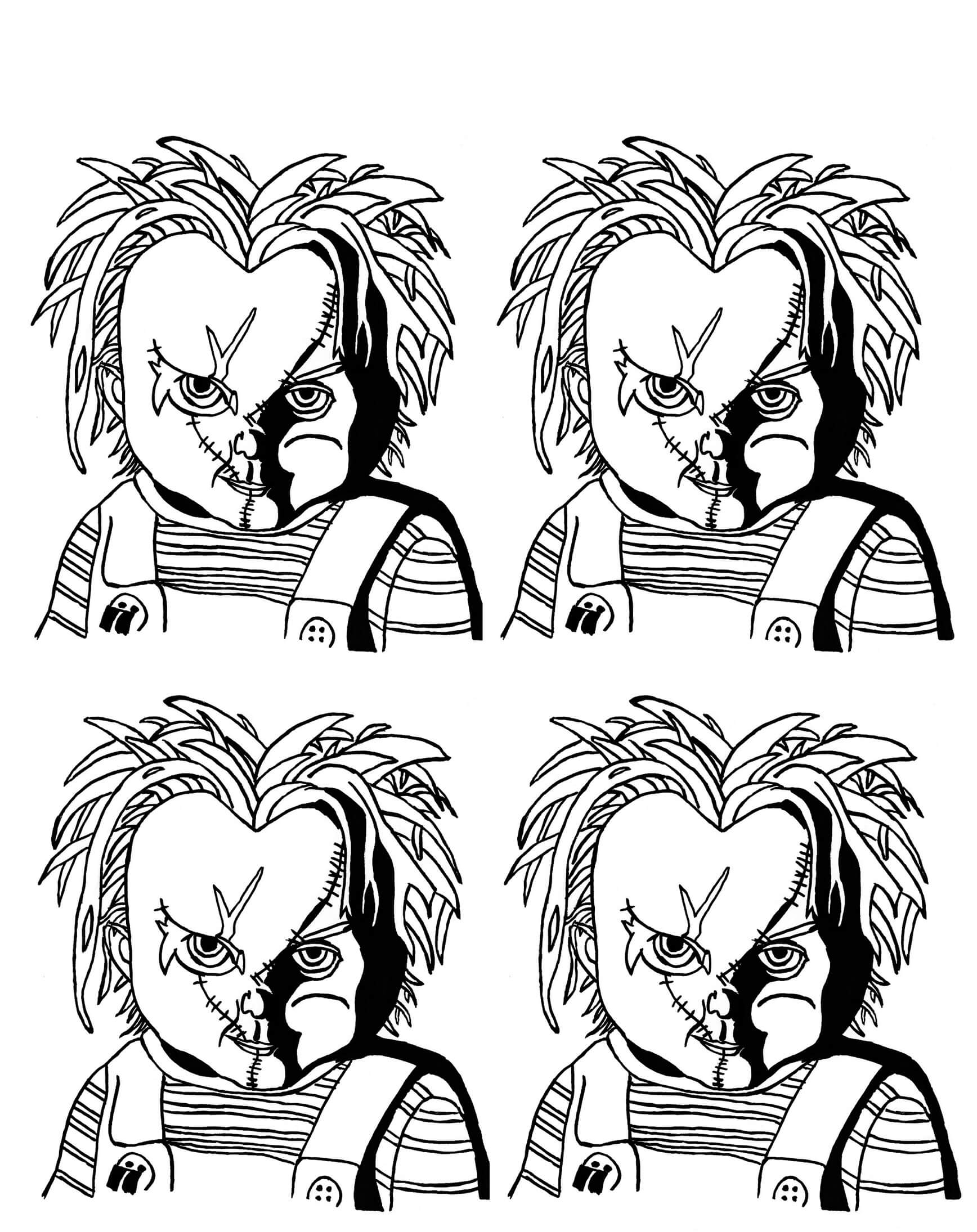 Dibujos de Cuatro Caras De Chucky para colorear
