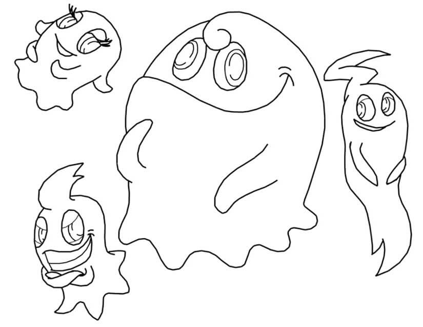 Dibujos de Cuatro Fantasmas en Pacman para colorear