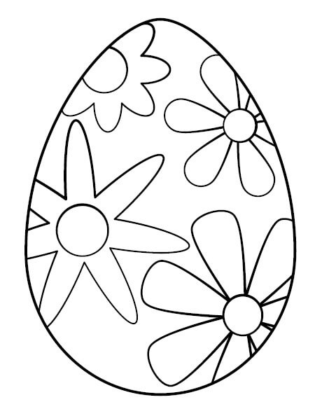 Dibujos de Cuatro Flores huevo de Pascua para colorear