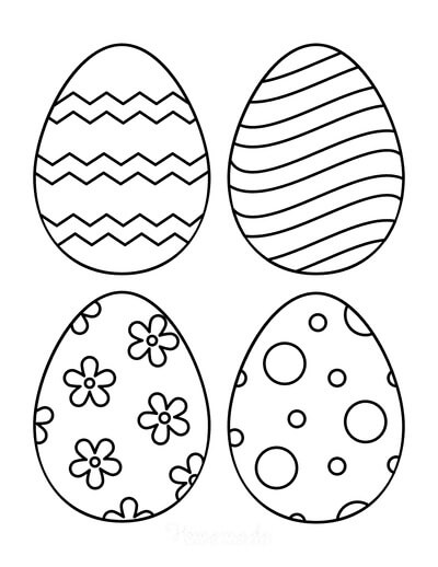 Dibujos de Cuatro Huevos de Pascua para colorear