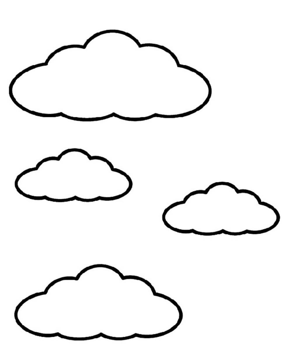 Cuatro Nubes para colorir