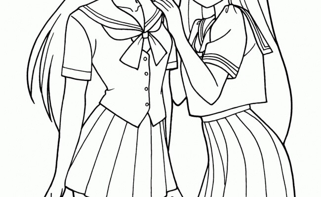 Cuerpo Dos Chica Anime para colorir