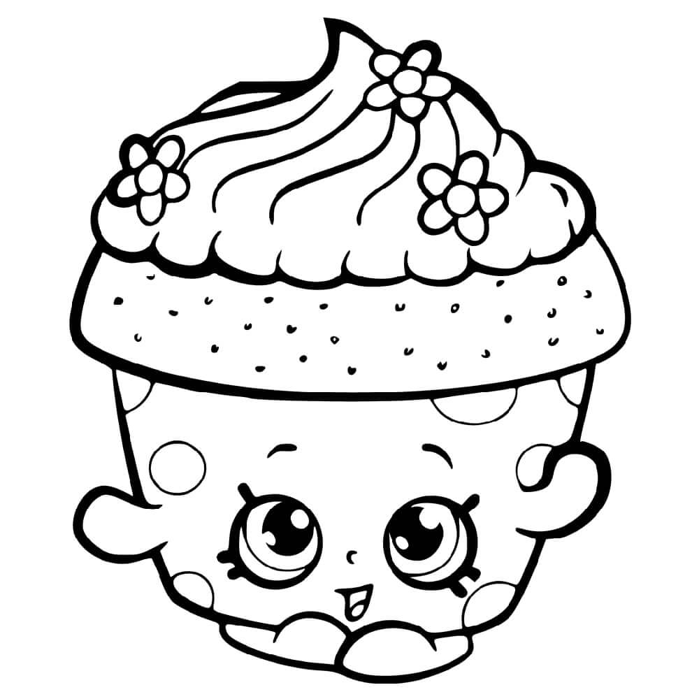 Dibujos de Cupcake Pétalo Shopkin para colorear