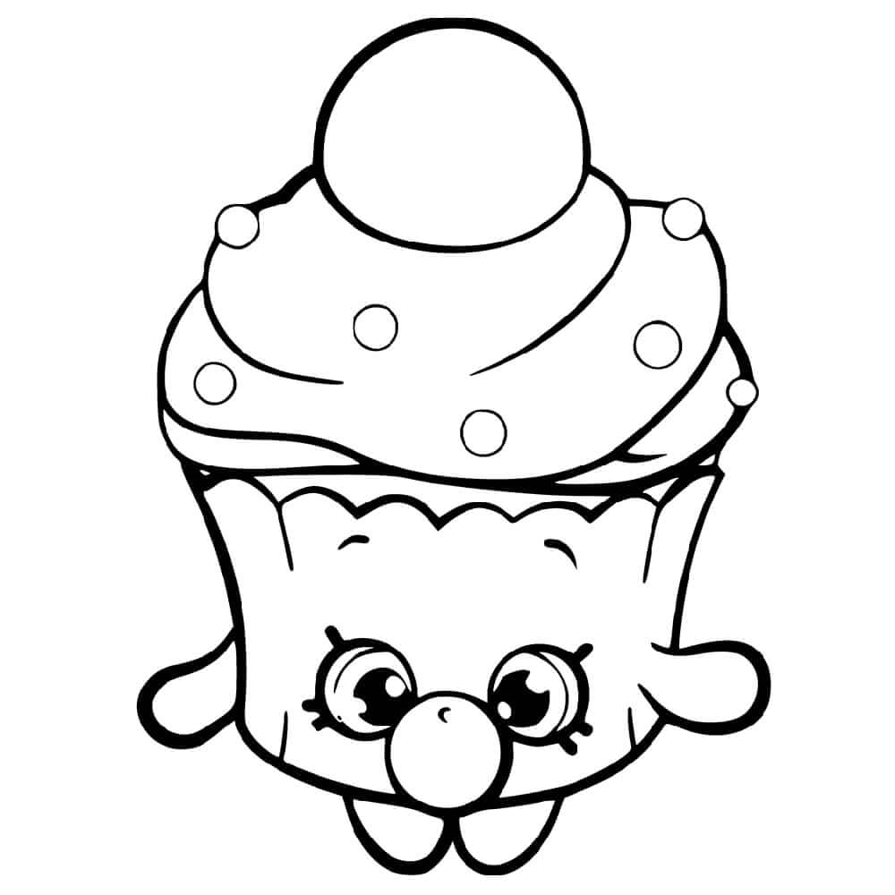 Dibujos de Cupcake de Burbujas Shopkin para colorear