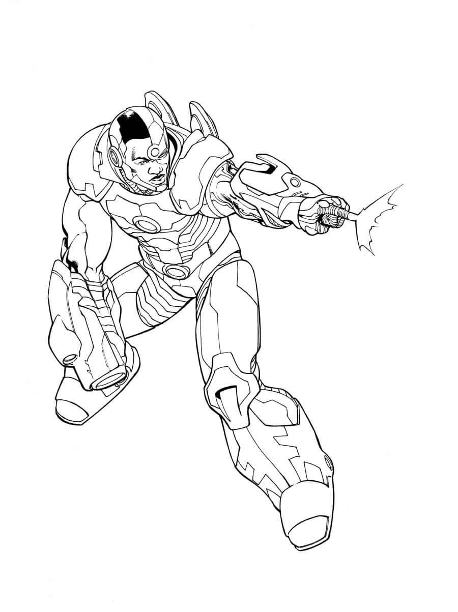 Cyborg Luchando para colorir