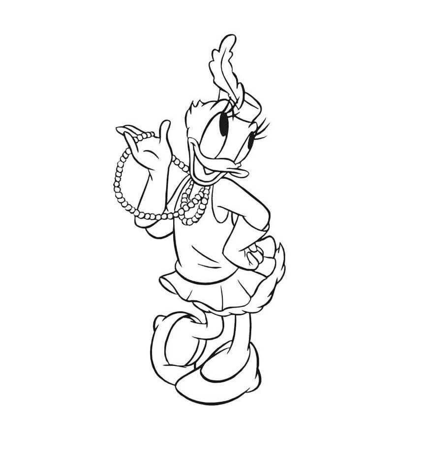 Daisy Duck Sosteniendo un Collar de Perlas para colorir