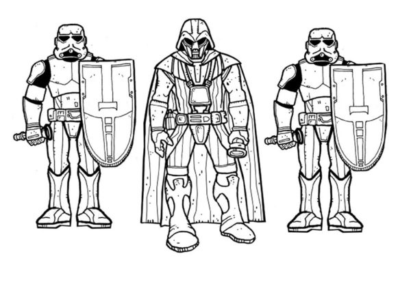 Dibujos de Darth Vader con su Ejército para colorear