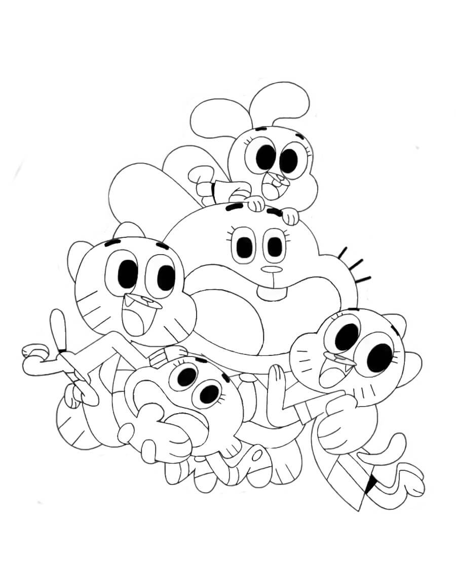 Darwin y Familia Felices para colorir