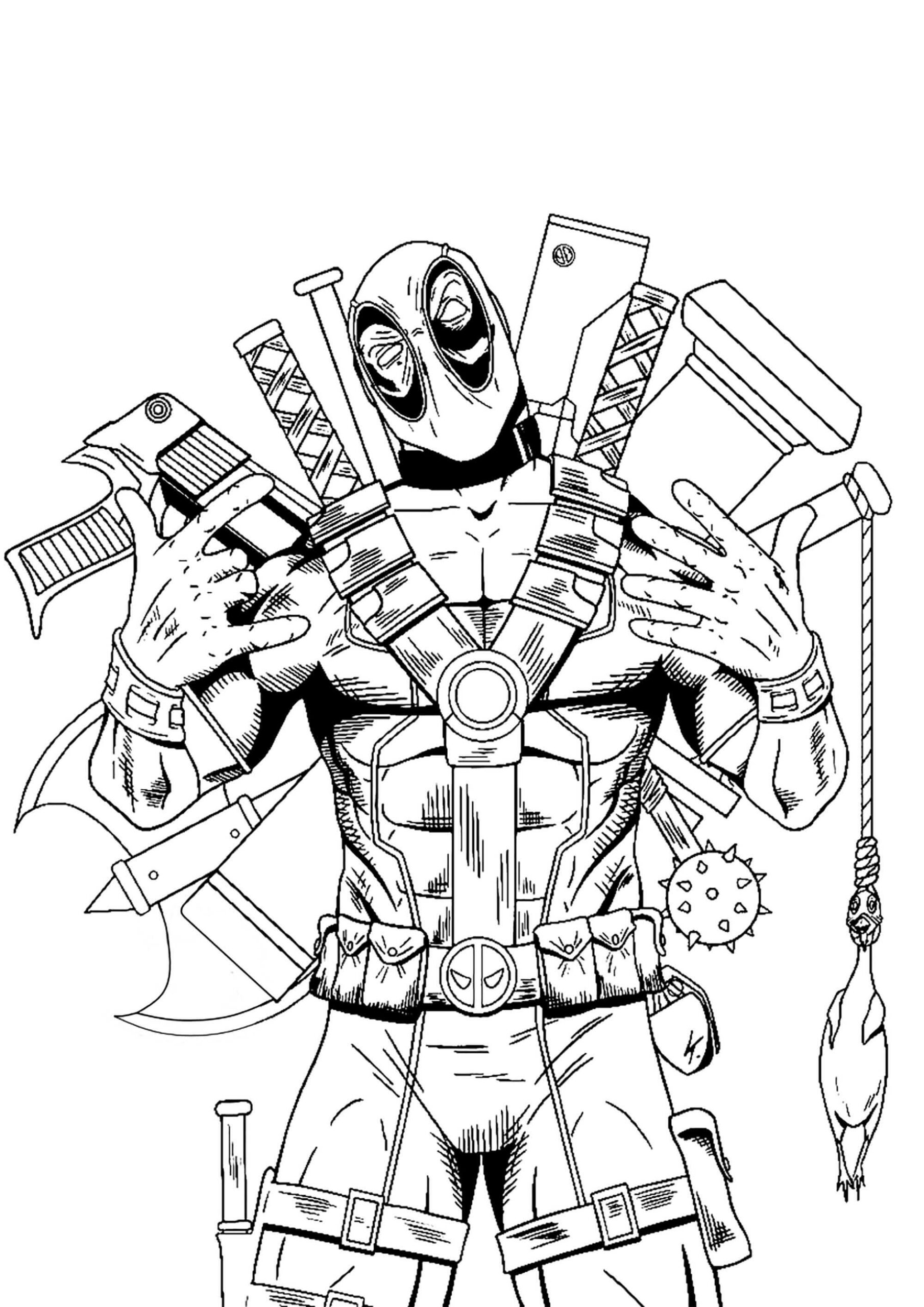 Dibujos de Deadpool con Armas para colorear