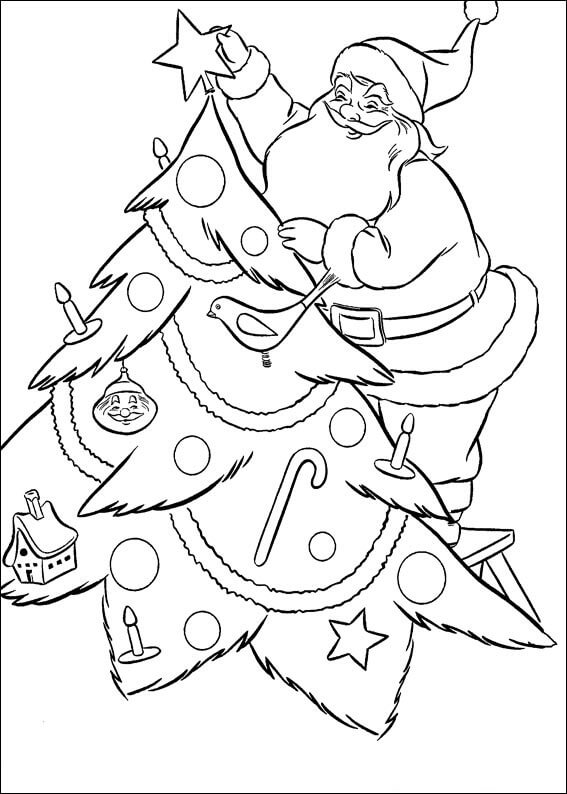 Dibujos de Decoración de Papá Noel para colorear