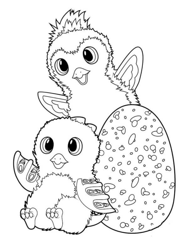 Dibujos de Del Huevo Salieron Dos Mascotas para colorear