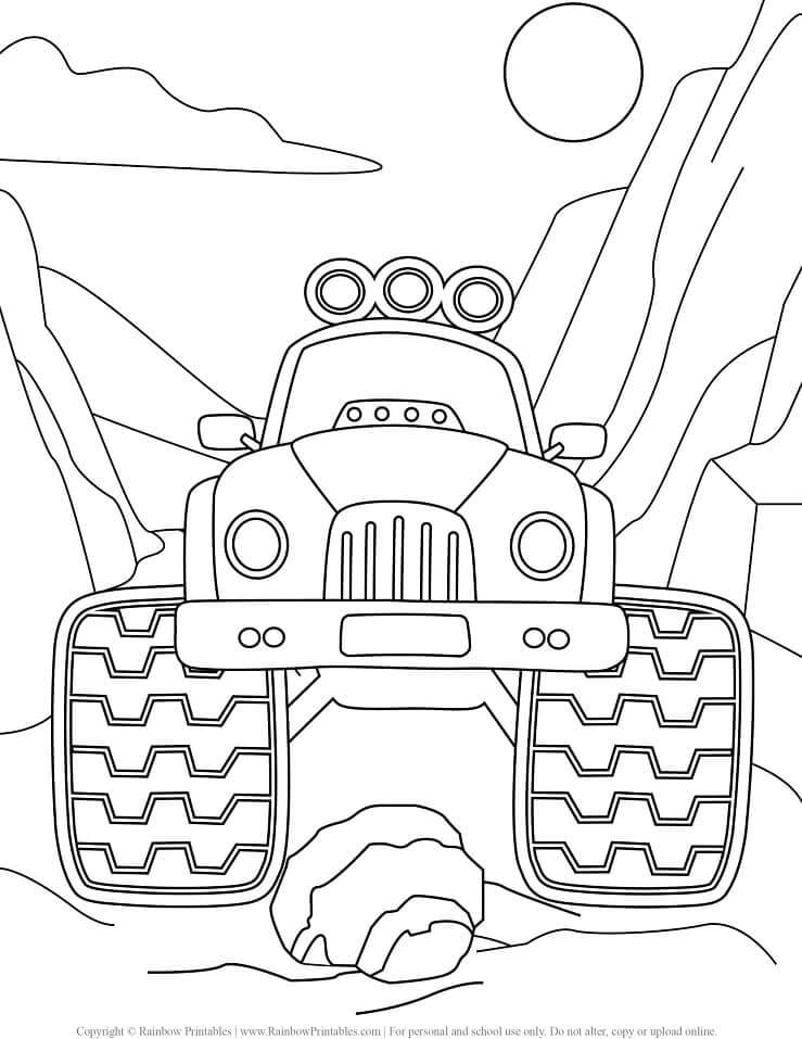 Dibujos de Desierto de Camión Monstruo para colorear