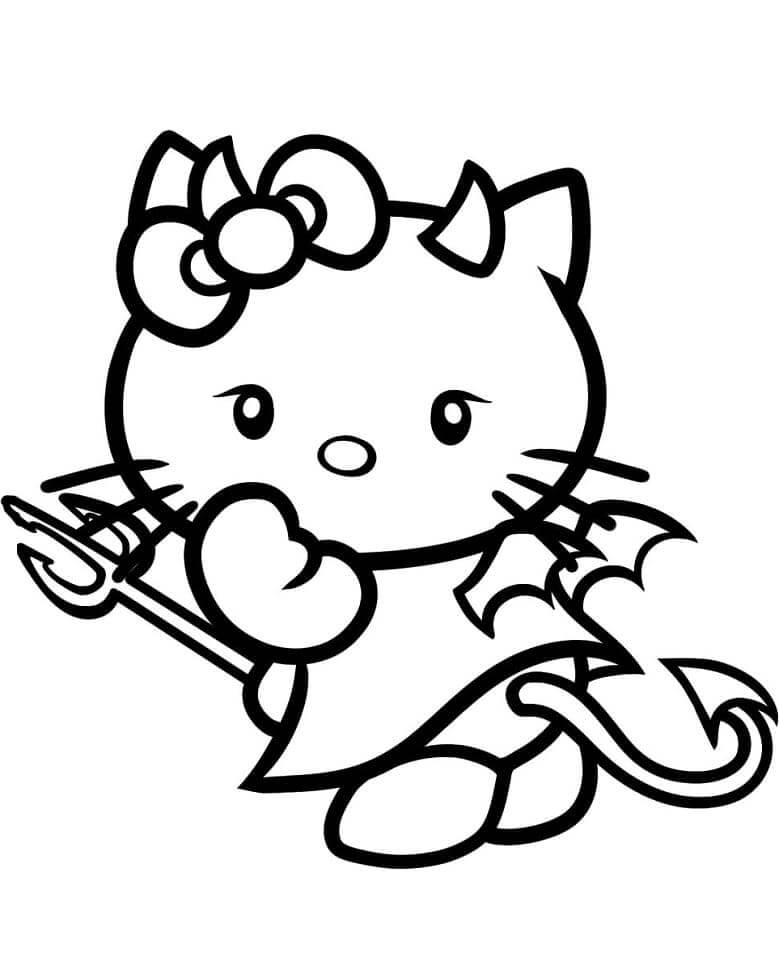Dibujos de Diablo Hello Kitty para colorear