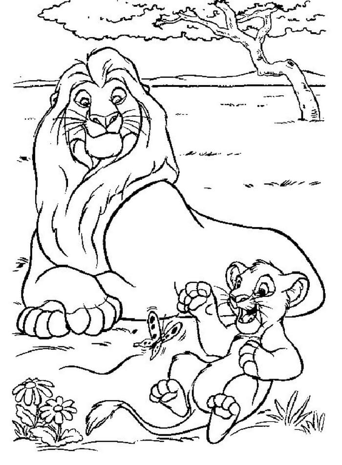 Dibujos de Dibujando Mufasa y Simba Divertido para colorear
