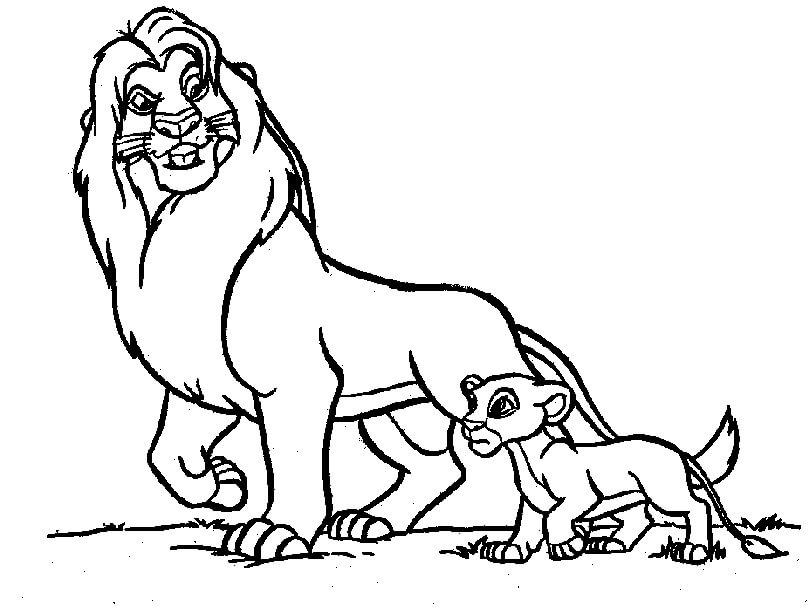 Dibujos de Dibujando a Mufasa y Simba para colorear