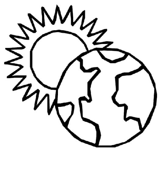 Dibujando la Tierra y el Sol para colorir