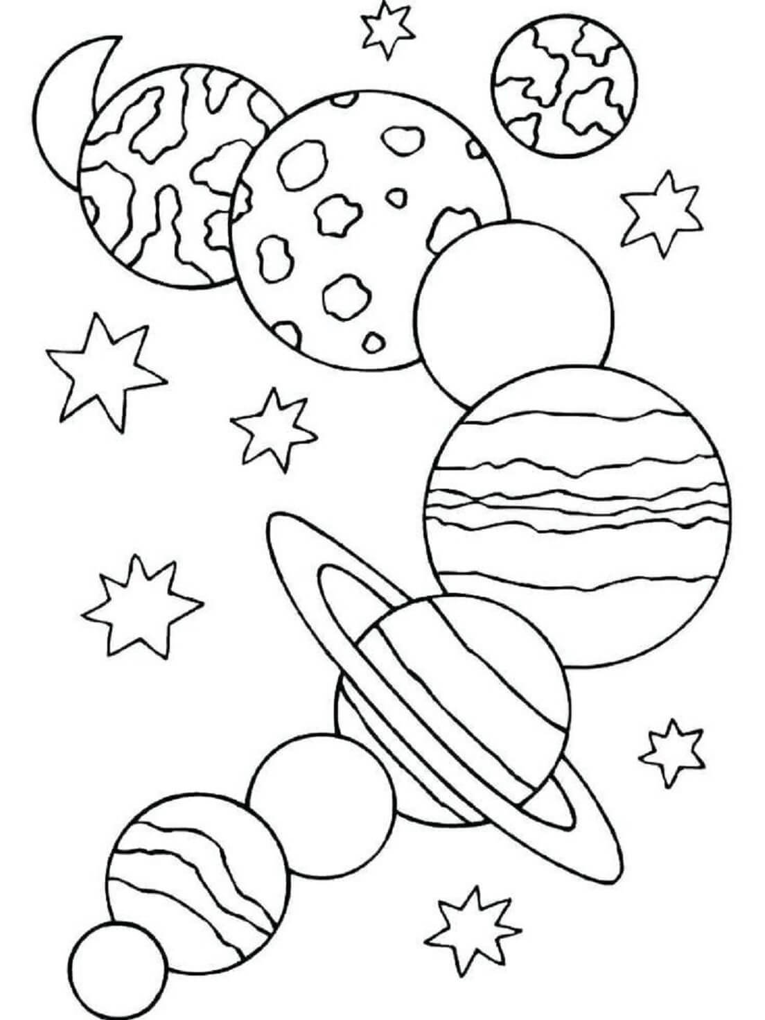 Dibujar Sistema Solar Con Estrellas para colorir