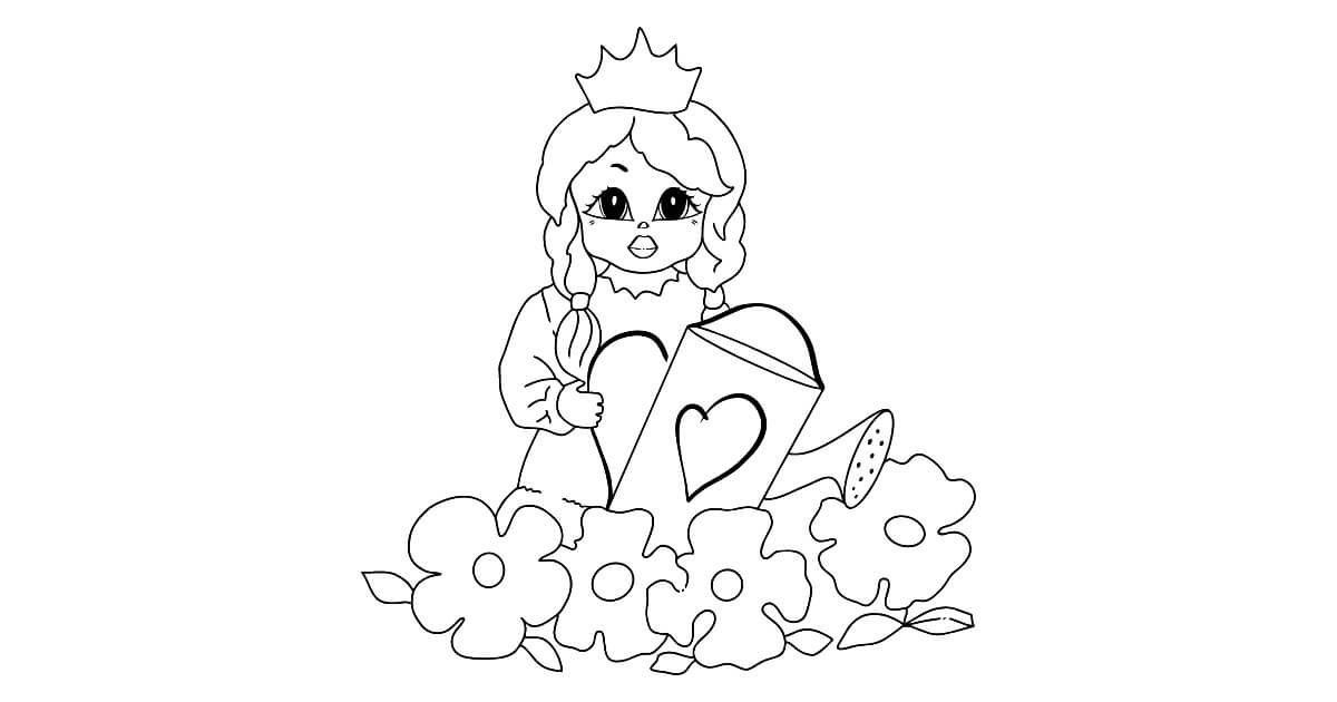 Dibujar a la Princesa Peach Regando las Plantas para colorir