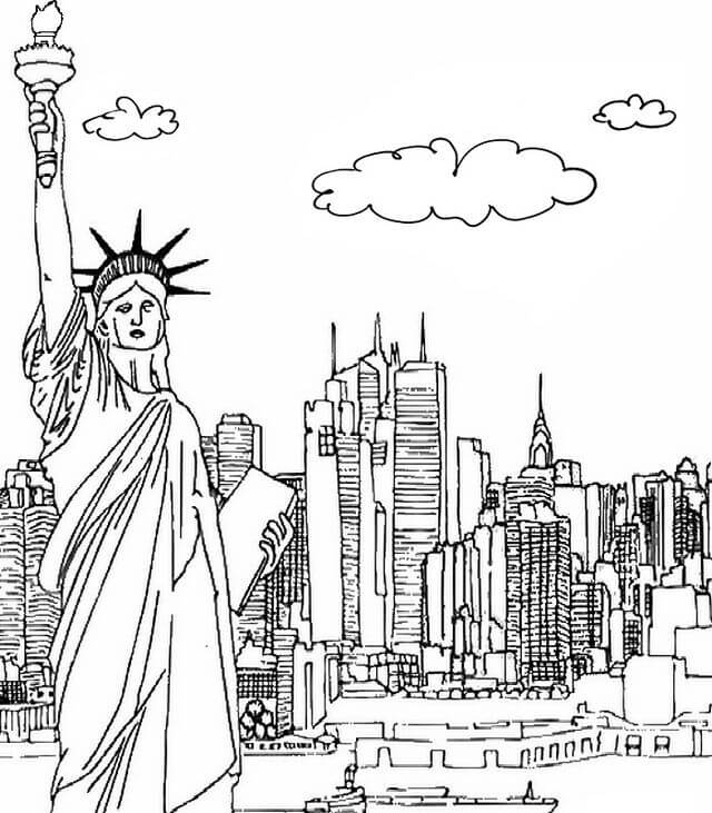 Dibujos de Dibujar la Construcción de la Ciudad en EE. UU. para colorear