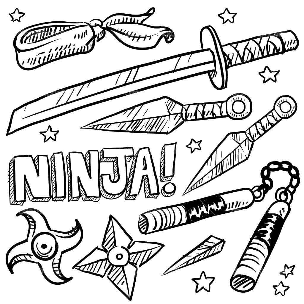 Dibujos de Dibujo Armas de Ninja para colorear