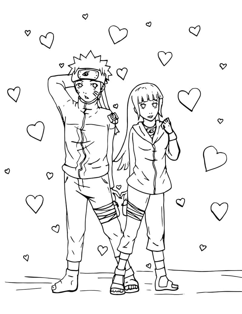 Dibujo De Hinata Y Naruto para colorir