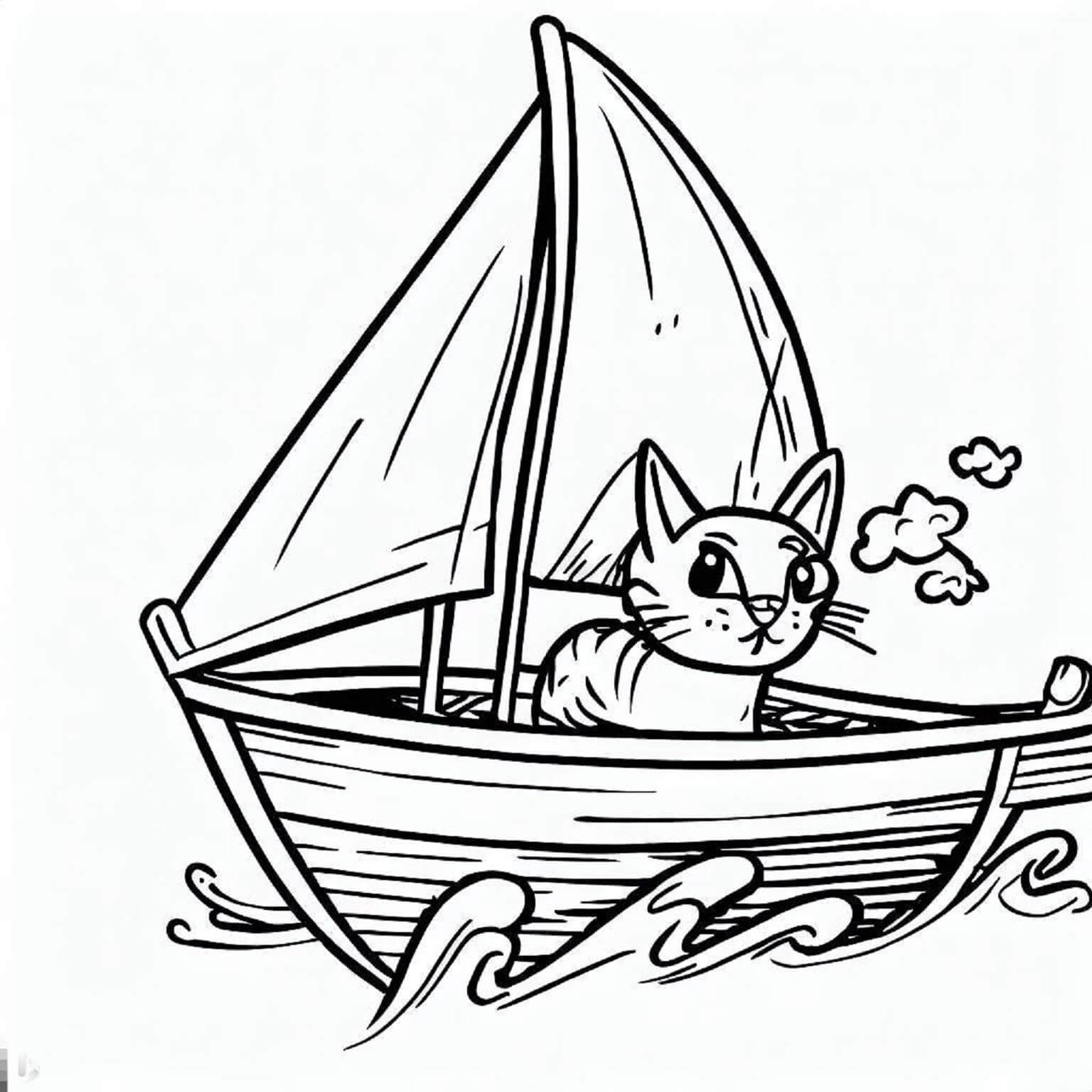 Dibujos de Dibujo Gato en Catboat para colorear
