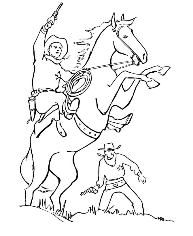 Dibujos de Dibujo Pequeño Vaquero a Caballo para colorear