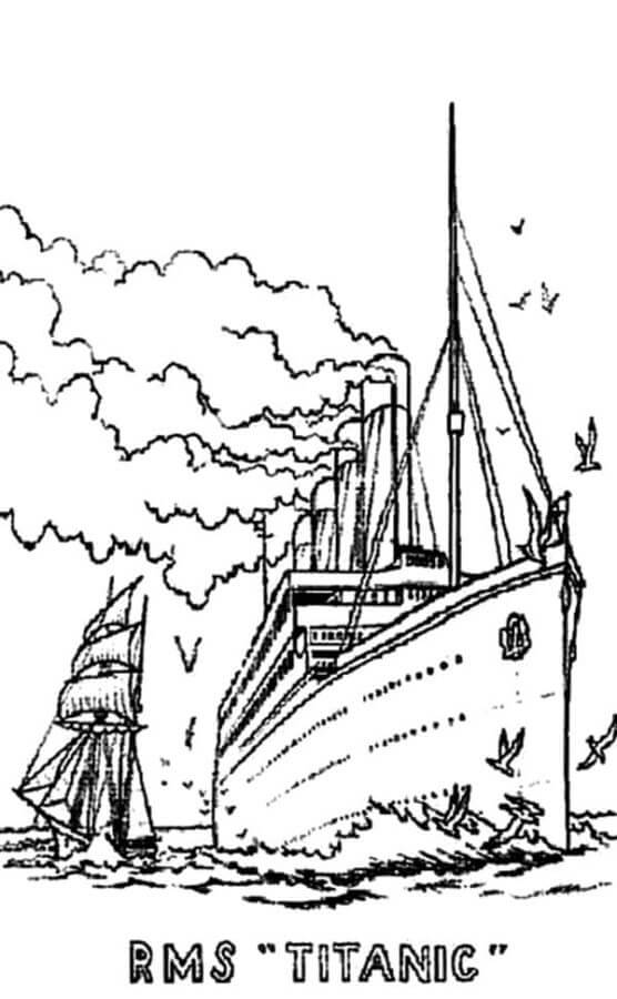 Dibujo Titanic y Velero para colorir