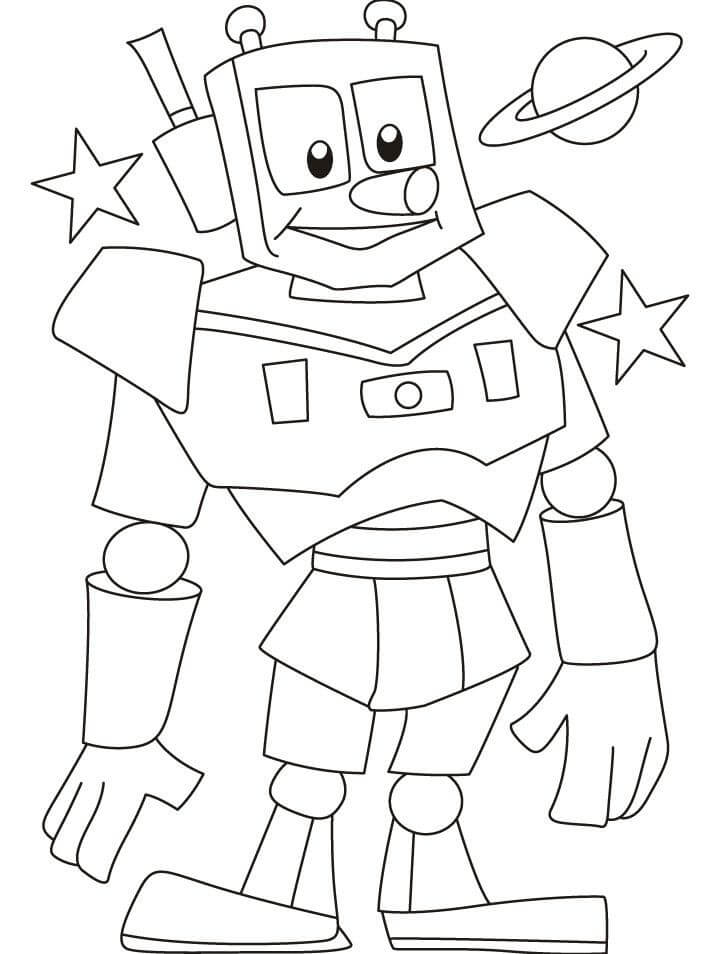 Dibujo de Robot Guy y Planeta para colorir