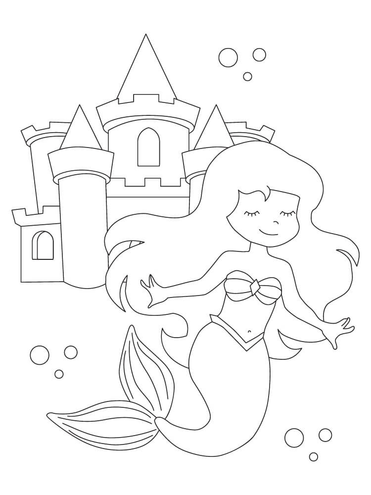 Dibujos de Dibujo de Sirena y Castillos para colorear