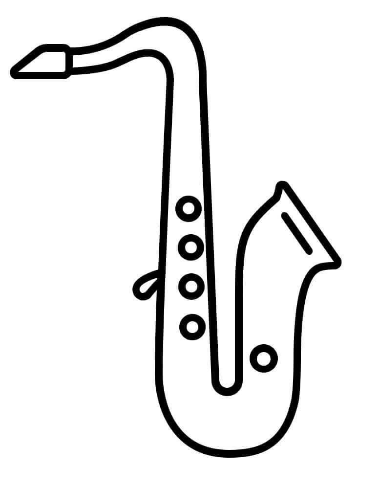 Dibujos Animados de Saxofón Simple 2 para colorir