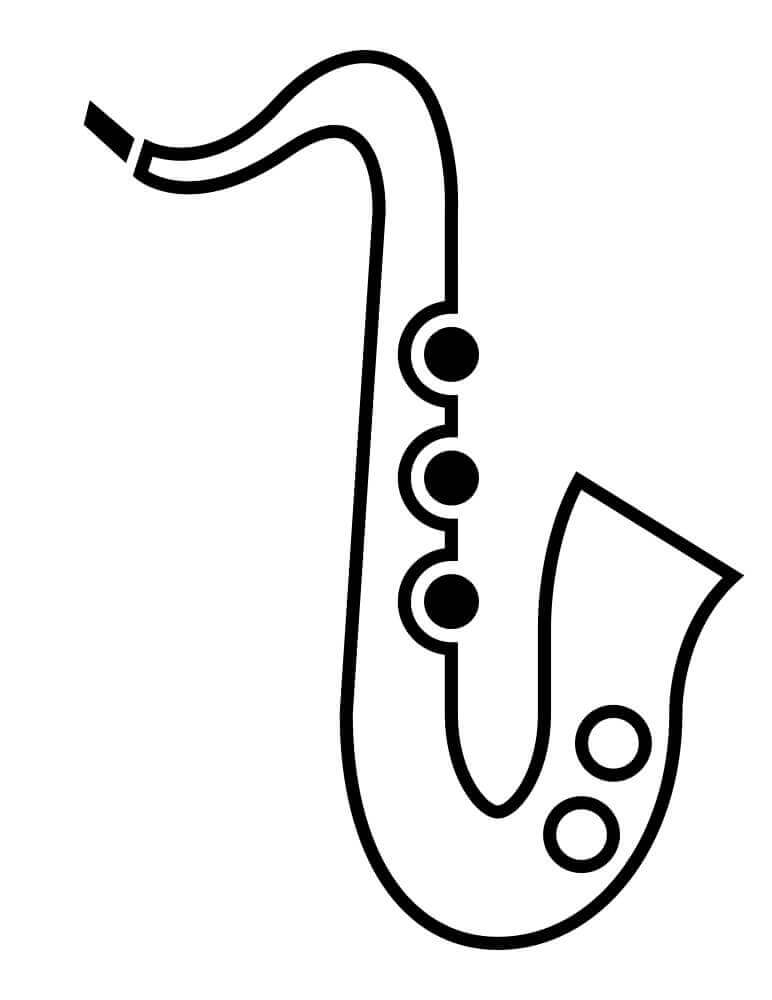 Dibujos Animados de Saxofón Simple. 1 para colorir