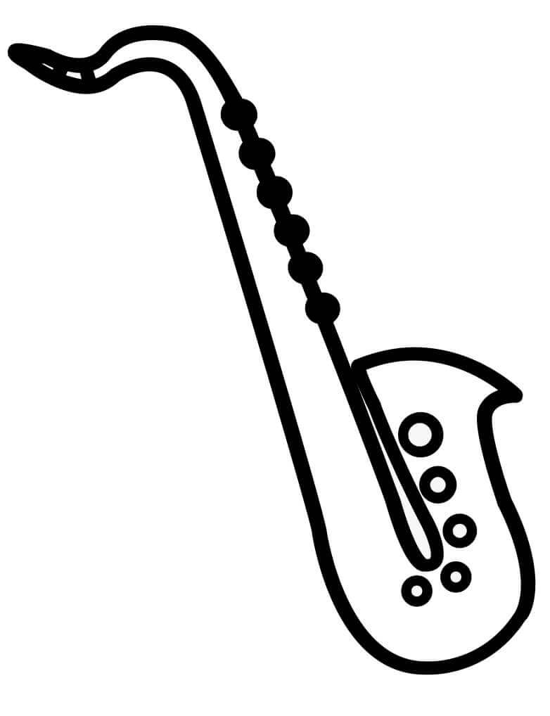 Dibujos Animados de Saxofón Simple para colorir