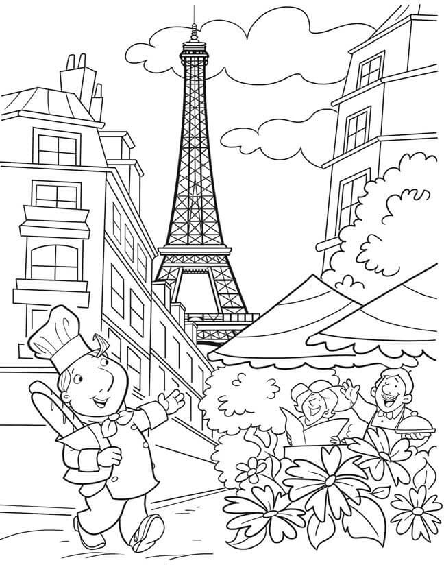 Dibujos de Dibujos Animados de la Ciudad de París para colorear