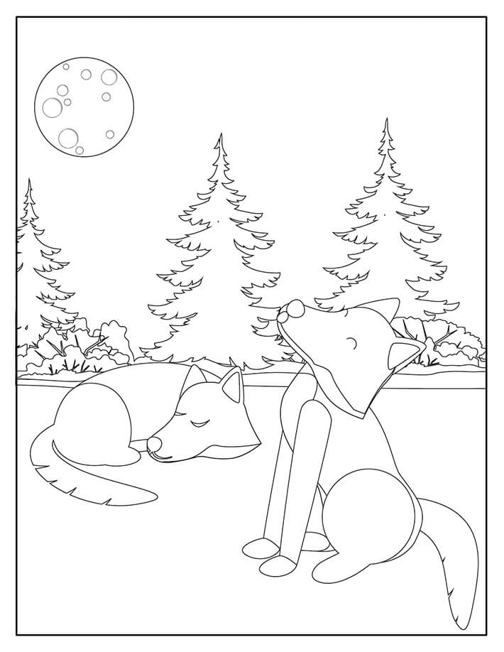 Dibujos de Dibujos Animados dos Lobos para colorear