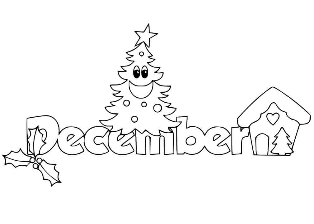 Dibujos de Diciembre Con Arbol De Navidad para colorear