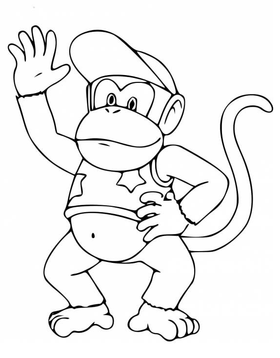 Dibujos de Diddy Kong Sonriendo para colorear