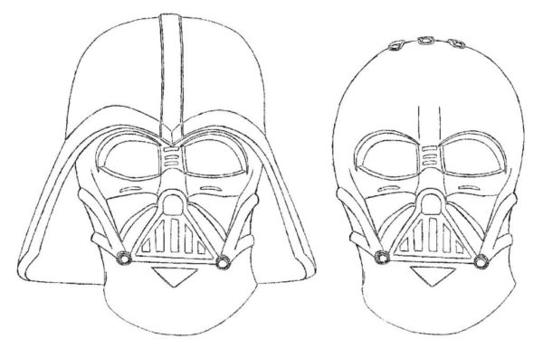 Dibujos de Diferentes Máscaras de Darth Vader para colorear