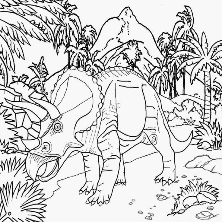 Dinosaurio Triceratops Volcánico para colorir
