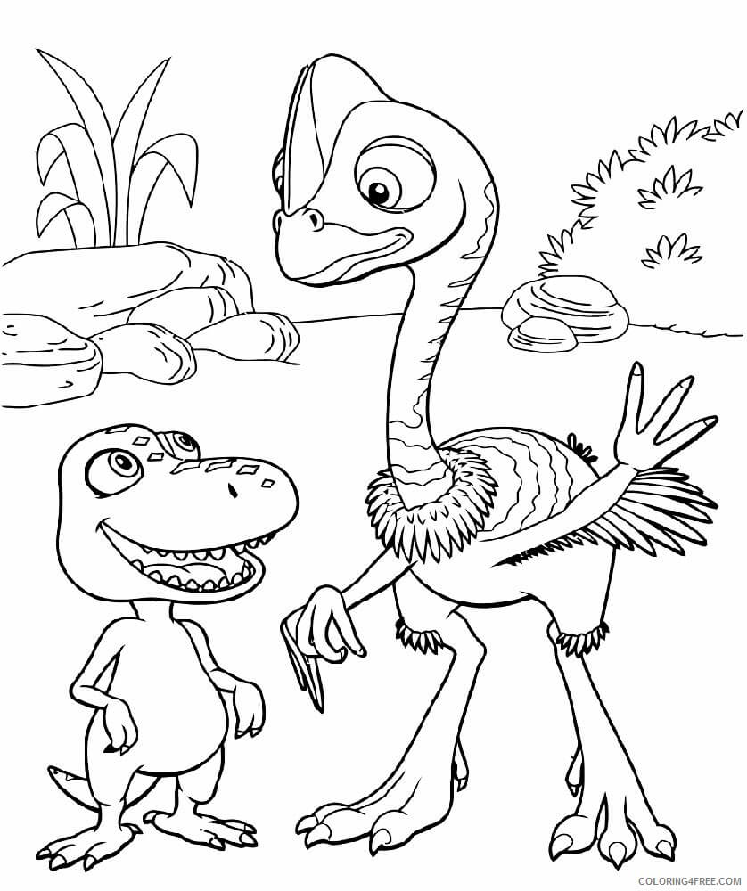 Dibujos de Dinosaurio Y Amigo para colorear