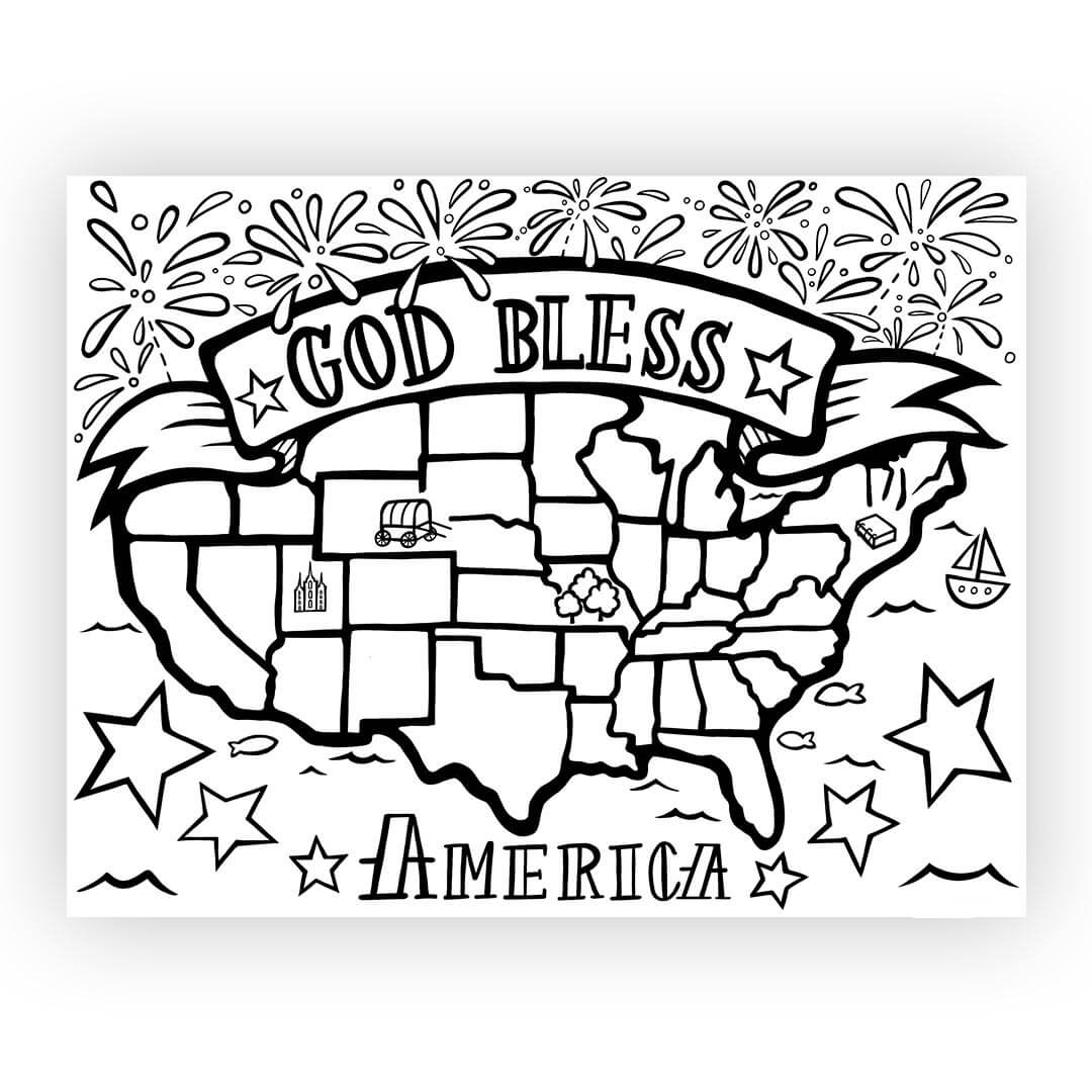 Dibujos de Dios Bendiga America para colorear