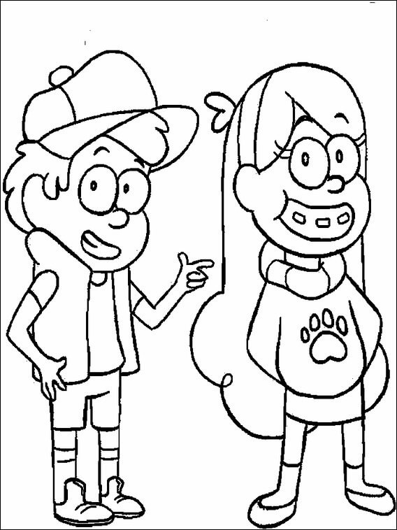 Dipper y Mabel para colorir