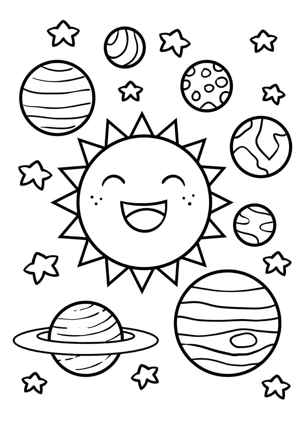 Dibujos de Diversión Sol En El Sistema Solar para colorear