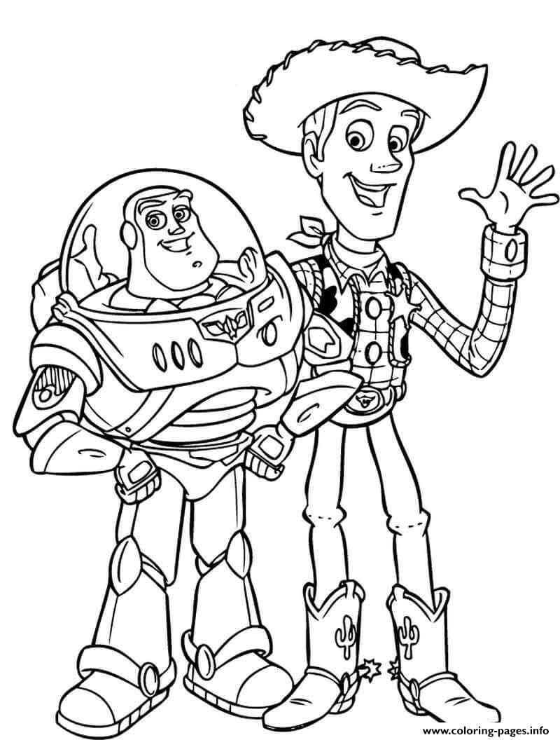 Dibujos de Diversión Woody y Buzz para colorear